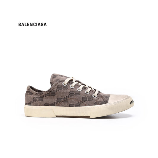 Balenciaga Paris Canvas Low Top Sneakers - Brown
