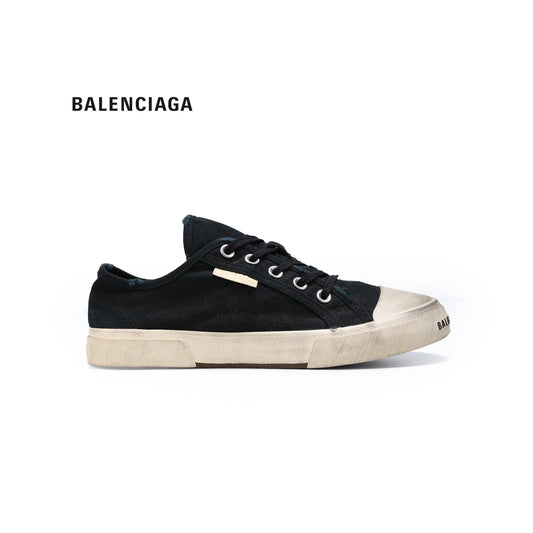 Balenciaga Paris Canvas Low Top Sneakers - Black