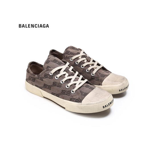 Balenciaga Paris Canvas Low Top Sneakers - Brown