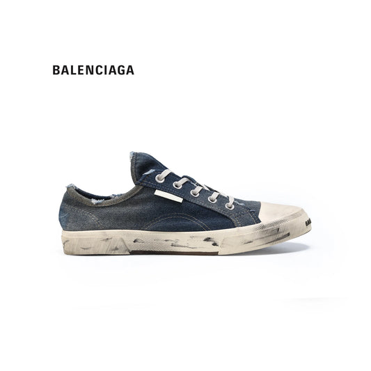Balenciaga Paris Canvas Low Top Sneakers - Blue