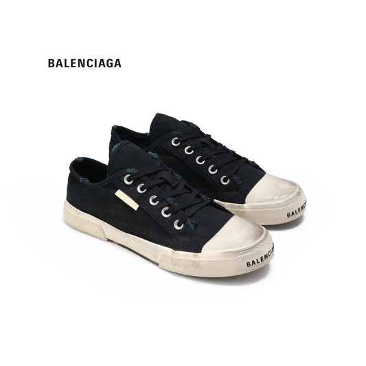 Balenciaga Paris Canvas Low Top Sneakers - Black
